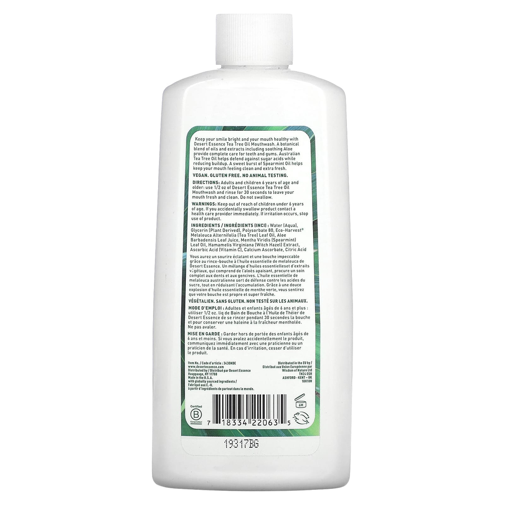 Desert Essence, Жидкость для полоскания рта с маслом чайного дерева, мята колосистая, 237 мл (8 жидк. унц.)