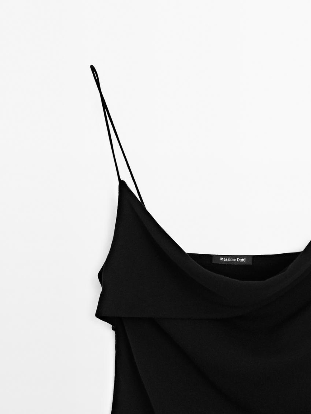 Massimo Dutti Топ из 100% хлопка с асимметричным вырезом, черный