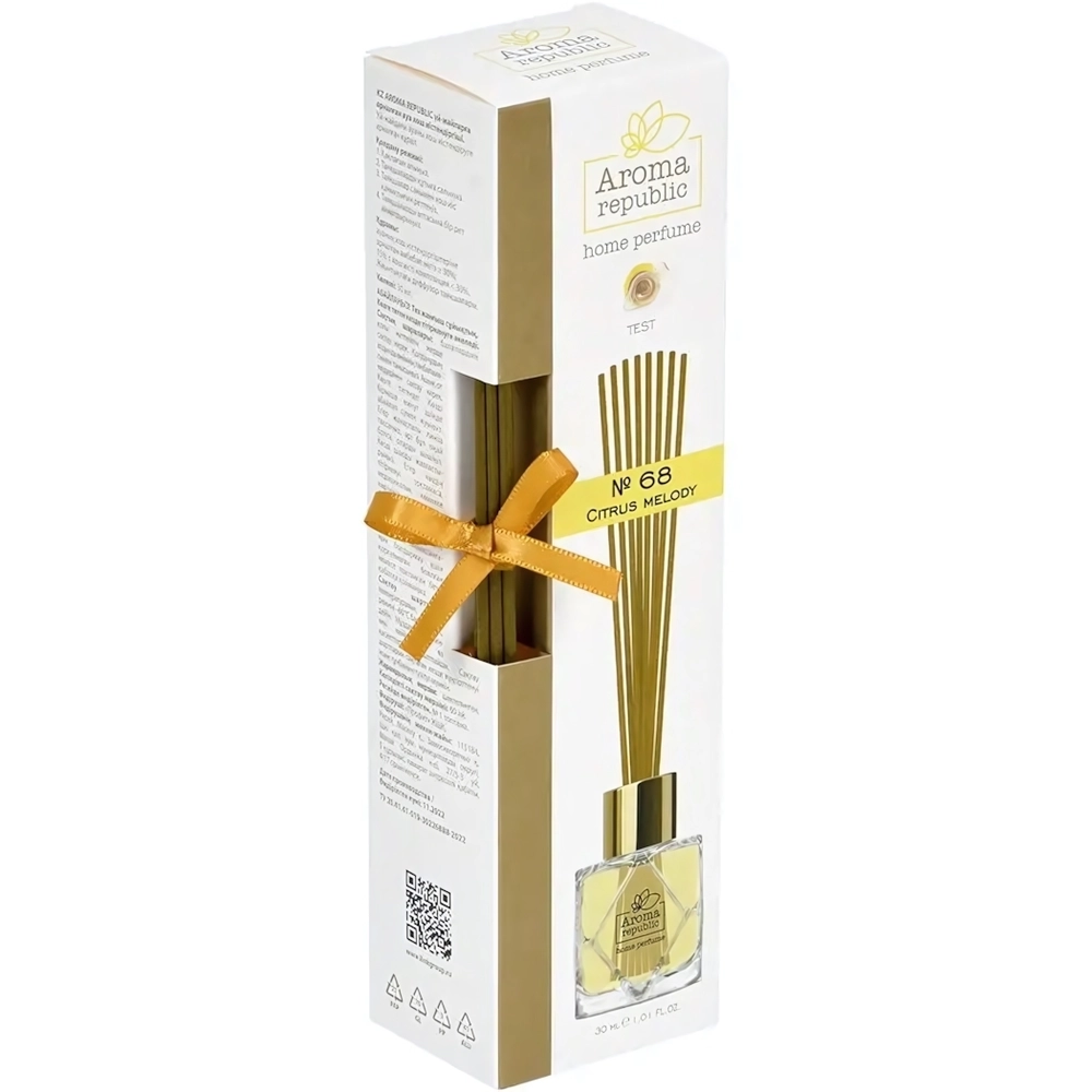Ароматический диффузор в стеклянном флаконе 30мл «№68 Citrus melody» AROMA REPUBLIC