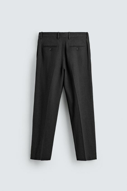 ZARA КОСТЮМНЫЕ БРЮКИ ИЗ ВИСКОЗЫ И КОНОПЛИ, ЧЕРНЫЙ