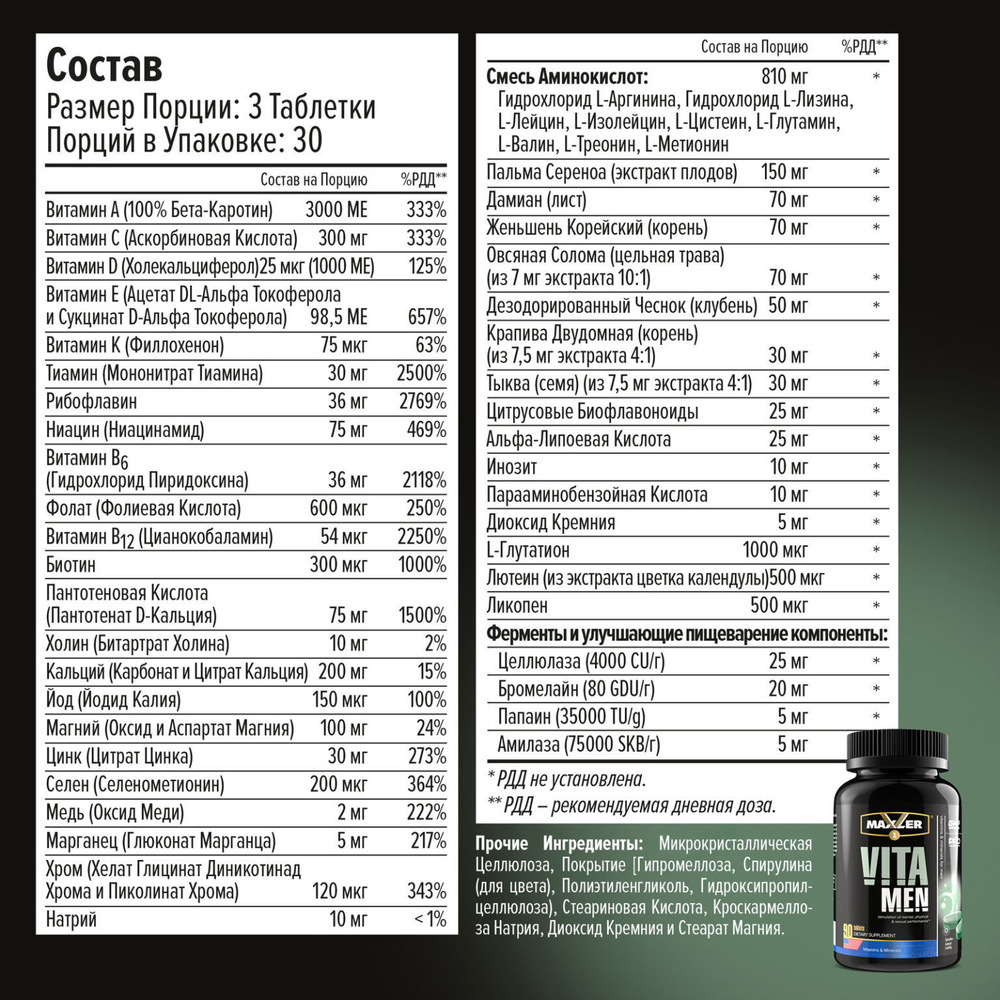 БАД Vita Men 90 таб (Maxler)