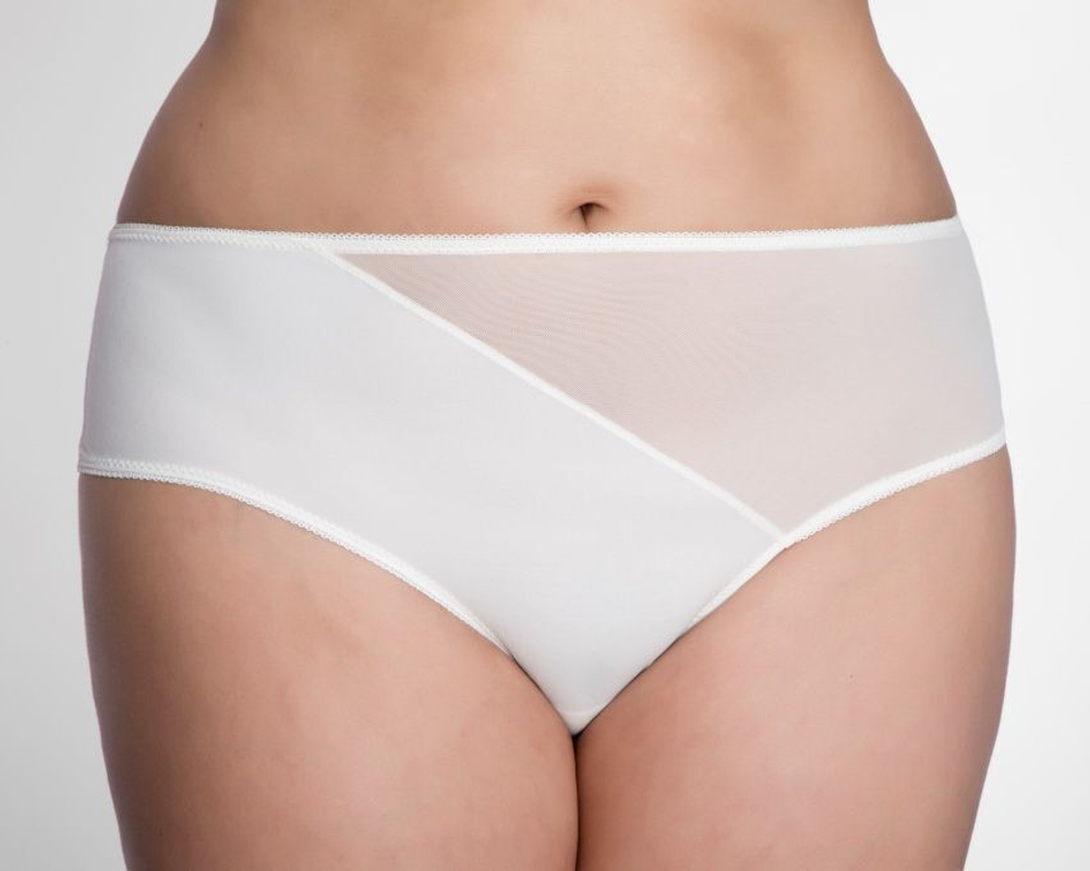 Трусики-бразилиана из микрофибры и сетки (Размер: XL) (Цвет: черный)