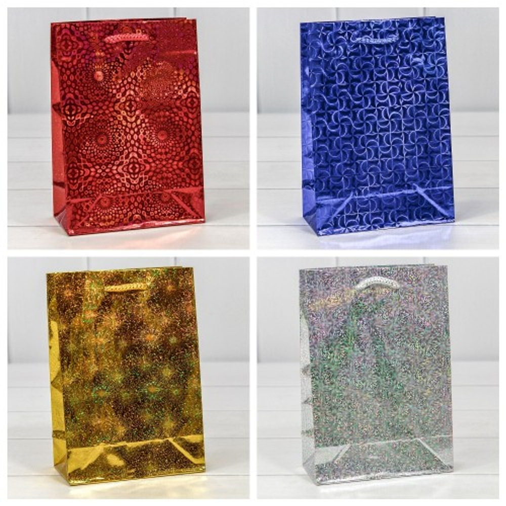 Пакет подарочный 14х20х7см Голография (Микс)