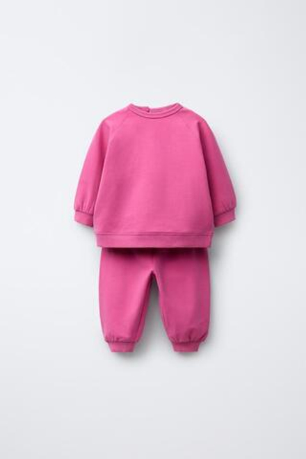 ZARA КОМПЛЕКТ: ТОЛСТОВКА И БРЮКИ-ДЖОГГЕРЫ, МЯГКИЙ РОЗОВЫЙ