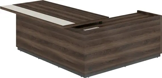 RF.105L.DAPG.DA / Стол для руководителя с комбинированной столешницей, левый 2050х1850х750 мм / столешница: дуб адриа/жемчужно-серый, основание стола: дуб адриа