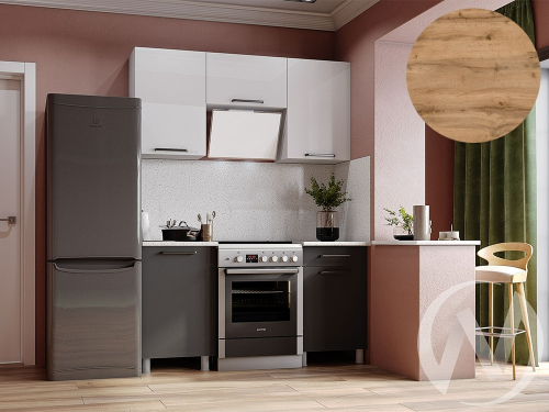 Кухня Ребекка 1.6м с окапом (корпус белый/белый; графит)