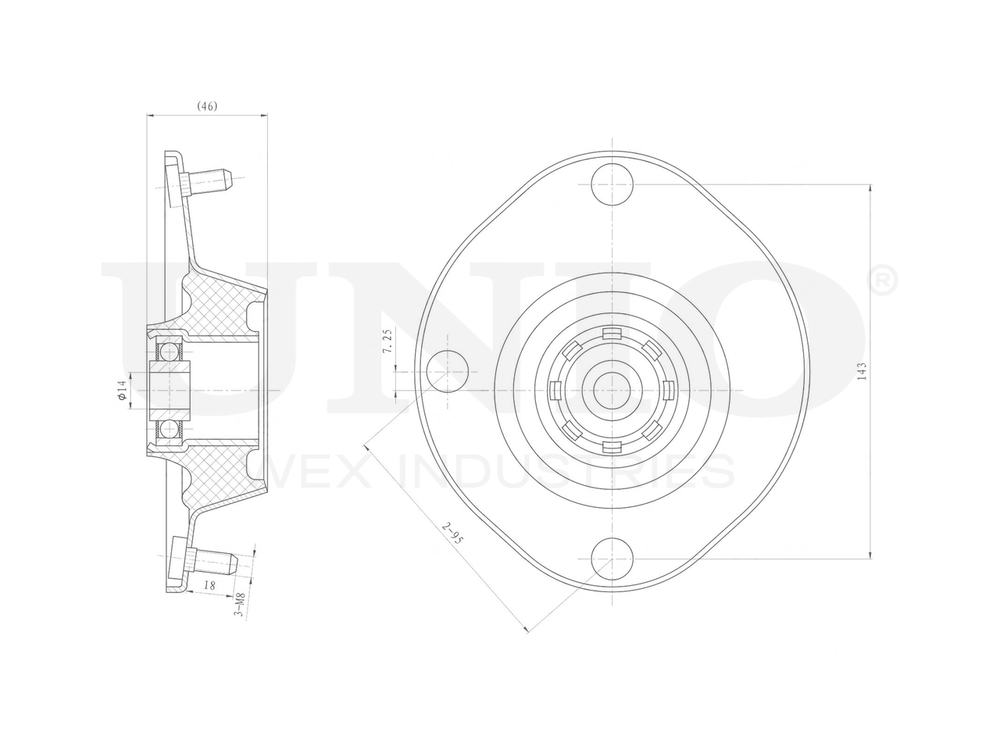 Опора амортизатора передняя правая UNIO RMP-13087