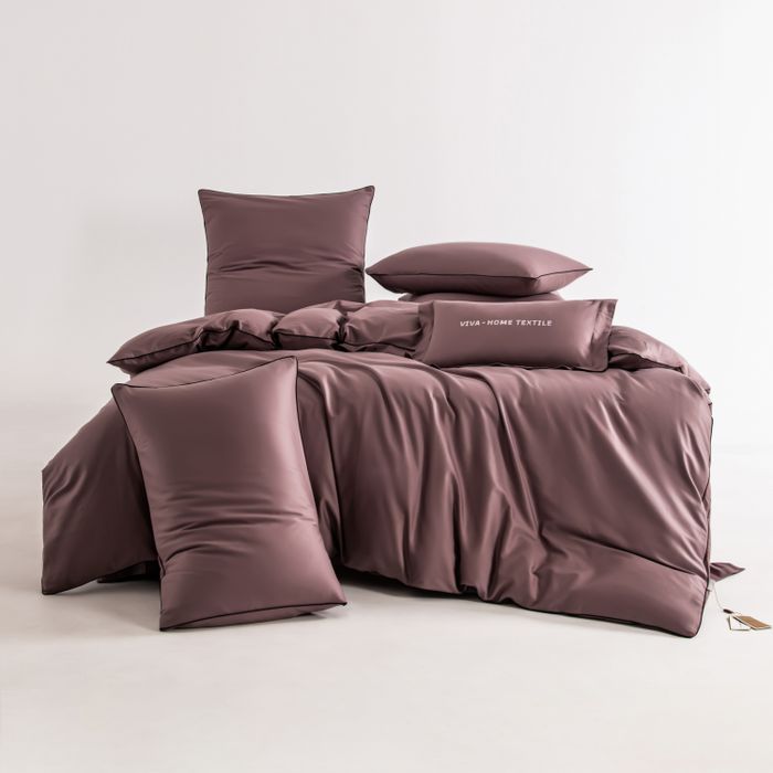 Комплект постельного белья на резинке Однотонный Сатин Элитный «Земляничный блеск»