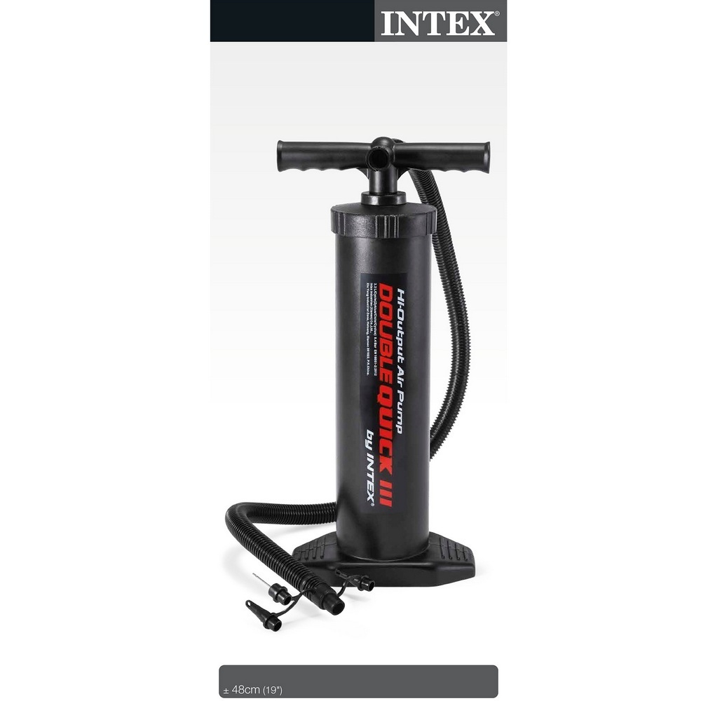 Насос ручной Intex 68615 Double Quick III (48 см) для матраса и бассейна, Большой воздушный механический насос для лодки ПВХ