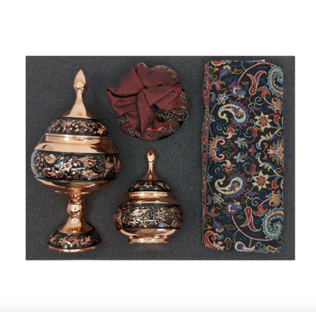 Набор ваз и ореховых чаш, бирюза и орехи кешью, изобразительное иранское искусство, модель В156, набор из 4 предметов 432