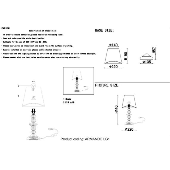 Настольная лампа Crystal Lux Armando LG1 Chrome