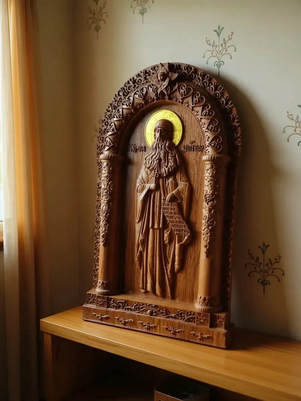 Освященная Икона преподобного Максима Грека из дуба 19х31 см