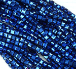 БВЛ006НН3 Хрустальные бусины квадратные, синий металлик, размер 3 мм, кол-во: 63-65 шт.