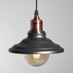 Светильник подвесной ЭРА PL4 BK/RC под лампу E27 высота плафона 80мм подвеса 800мм черный/медь