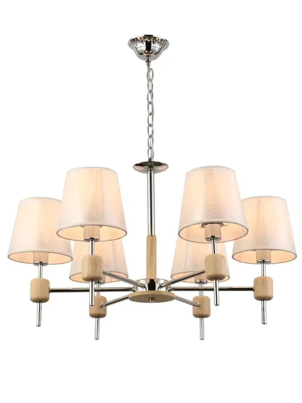 Люстра потолочная  E14*6*40W хром/белый/дерево