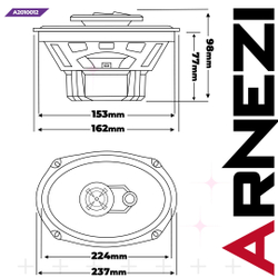 Колонки ARNEZI Crystal Sound С9, 6х9" 3-х полосные, 2шт, , Max Вт ARNEZI A2010012