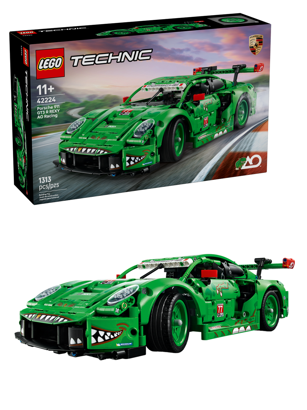 Конструктор LEGO Technic 42224 лего Porsche 911 GT3 R REXY AO — гоночный суперкар, 10+