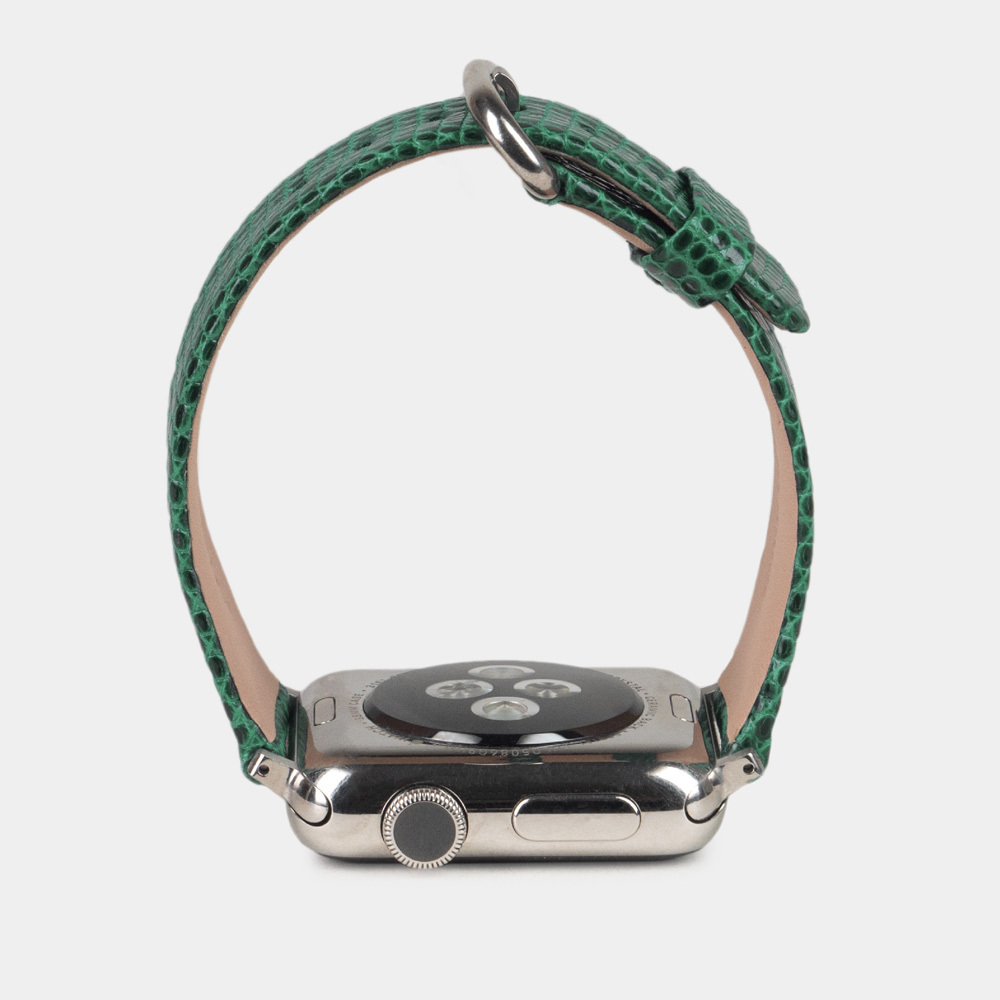 Ремешок для Apple Watch 40/41/42 mm из кожи ящерицы, зеленого цвета
