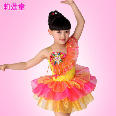 Платье детское на одно плечо с юбкой-пачкой многоярусной