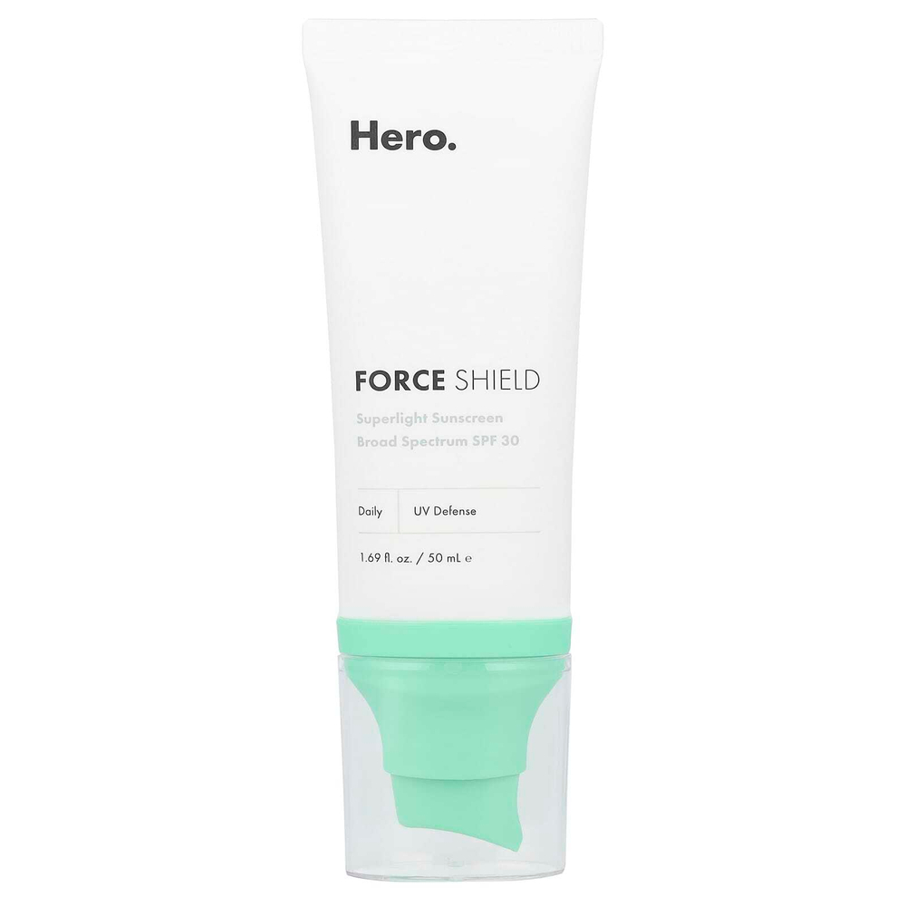 Hero Cosmetics, Force Shield, сверхлегкое солнцезащитное средство, SPF 30, 50 мл (1,69 жидк. унц.)