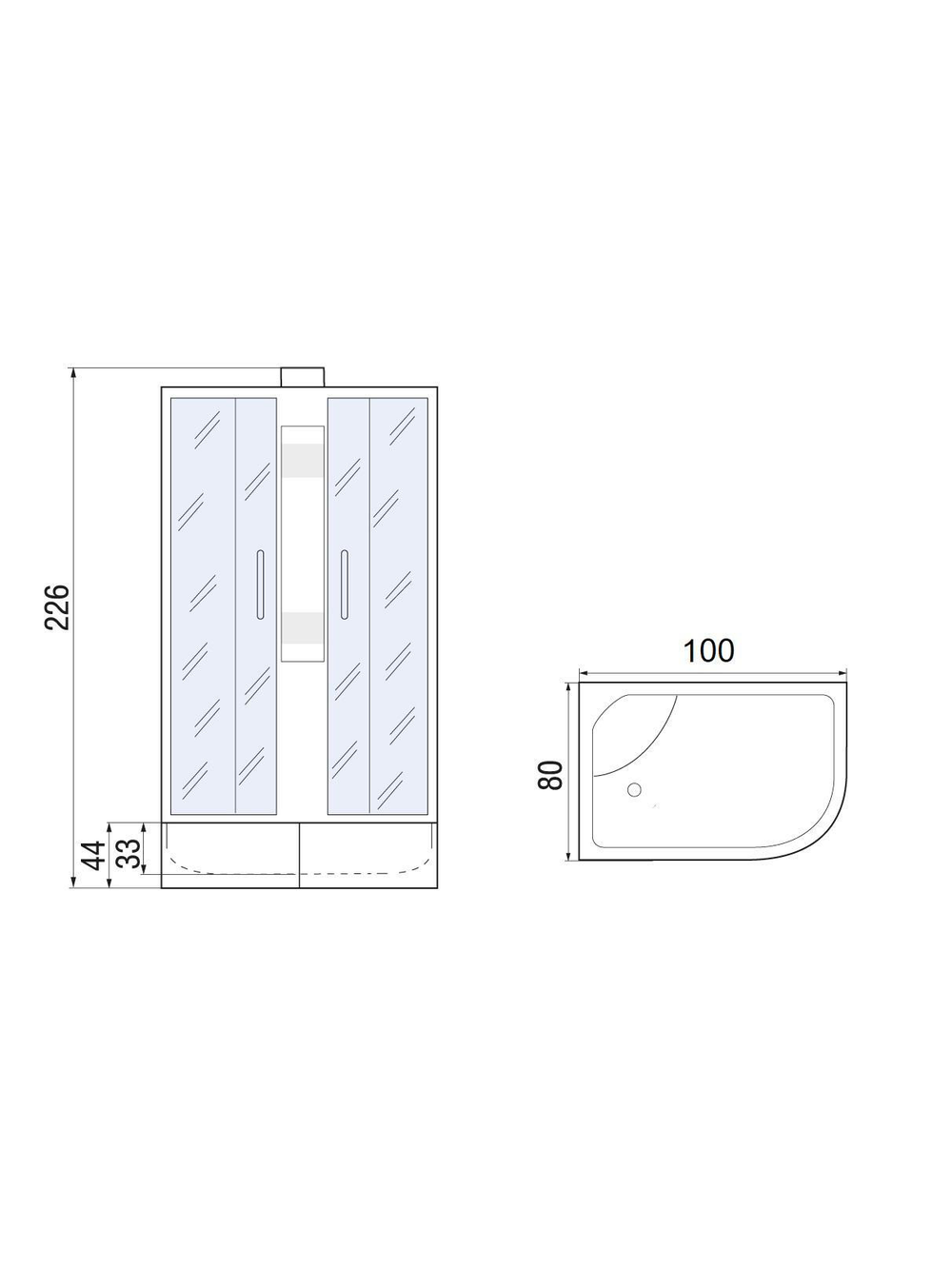 Душевая кабина RIVER NARA Б/К XL 100/80/44 MT L с поддоном 100x80x231 10000011840 Левая Асимметрия