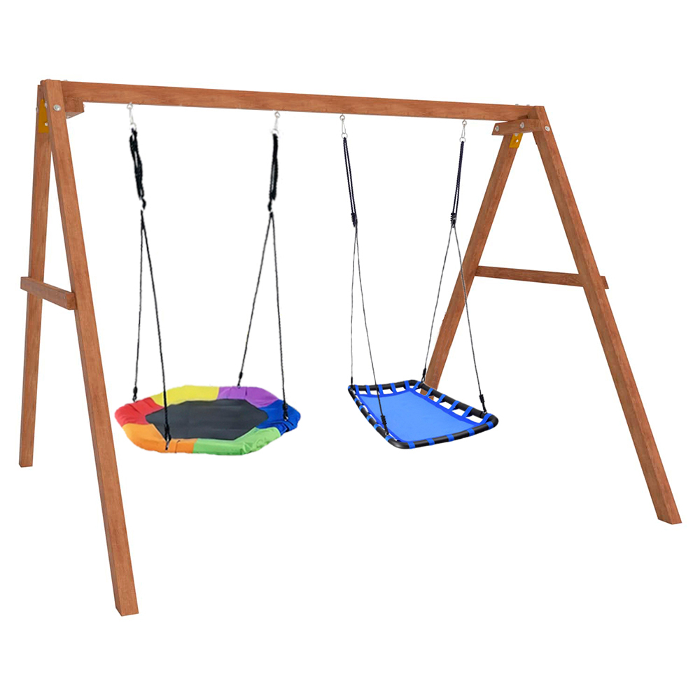 Деревянные качели с гнездом Гексагон и голубым гнездом Лодка