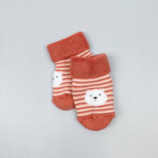 Носочки махровые со стоперами, Темный коралл