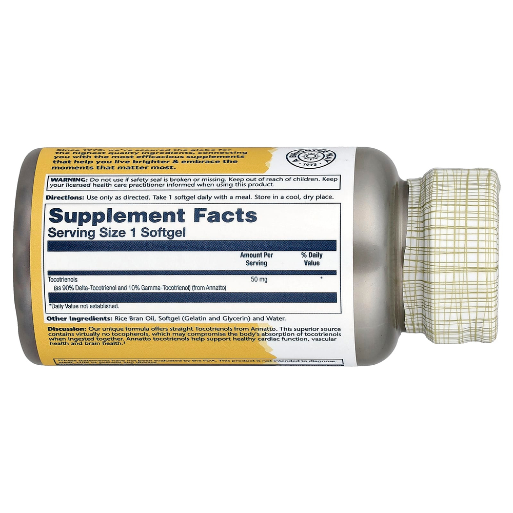 Solaray, Токотриенолы с витамином E, 50 мг, 60 мягких таблеток