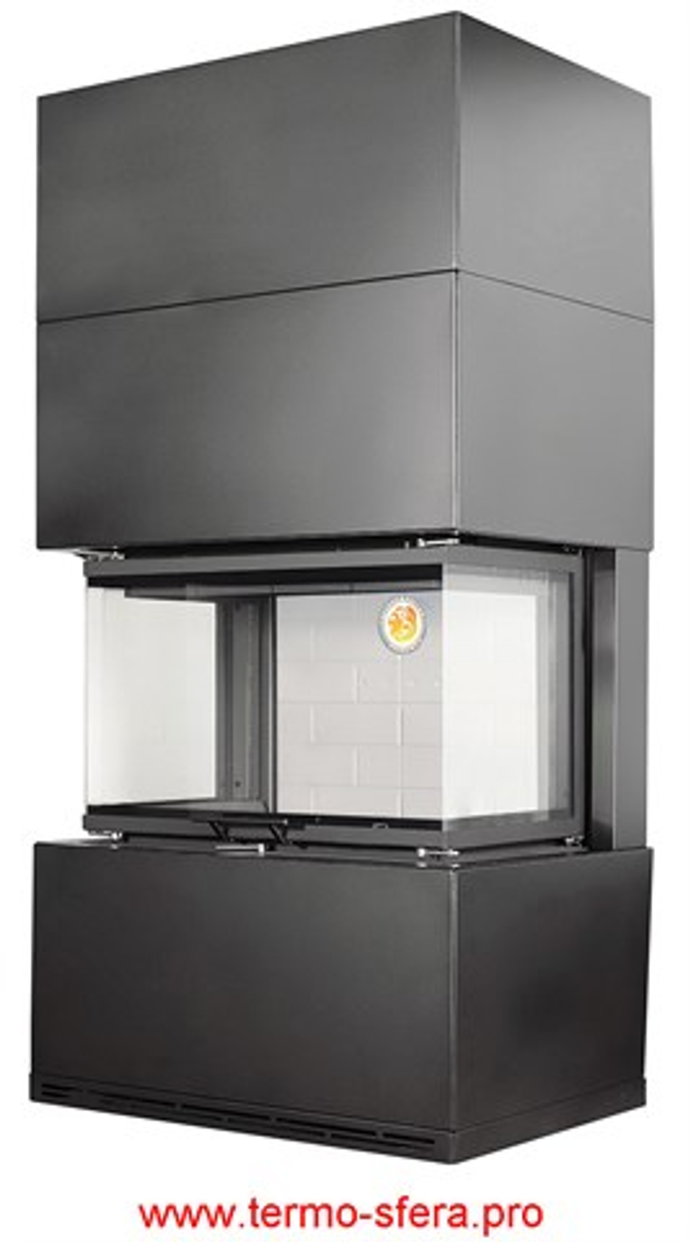 Камин РОДОС 800 ЧЕРНЫЙ шамот белый