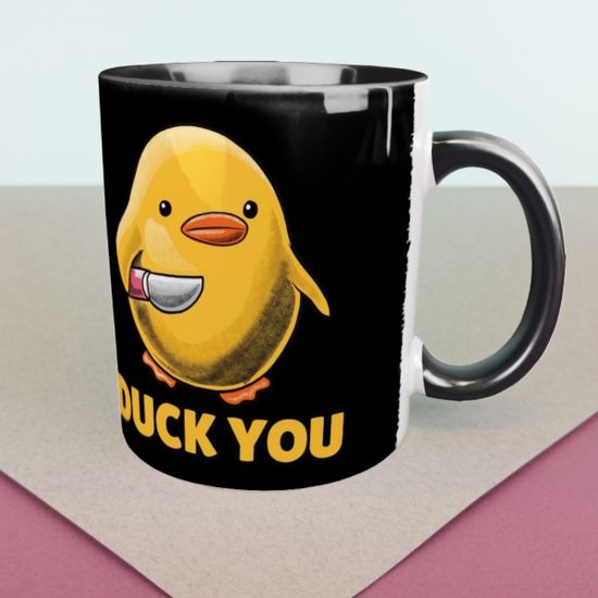 Кружка керамическая объем 330мл, Мемы и оффтопы 330мл Duck You (черная с полем)