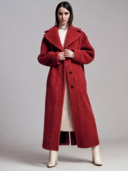 Шуба чебурашка женская из овечьей шерсти тедди, краснная, SilverFox