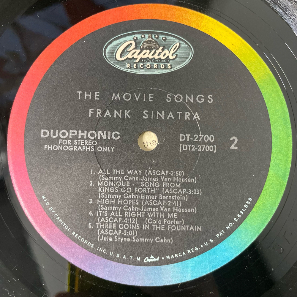 Винтажная виниловая пластинка LP Frank Sinatra The Movie Songs (США 1967)