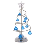 Сувенир с подсветкой «Елочка Хрустальная» 18 см, диаметр 8 см, основание-серебро, свечение белое, хрусталик Голубой (работает от батареек 3 LR44)