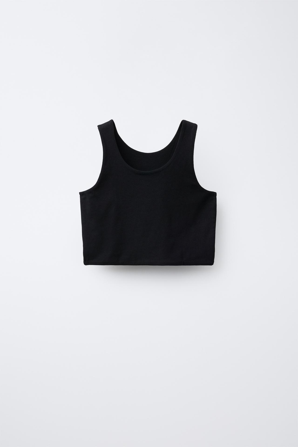 ZARA УКОРОЧЕННЫЙ ТОП С НАДПИСЬЮ, ЧЕРНЫЙ