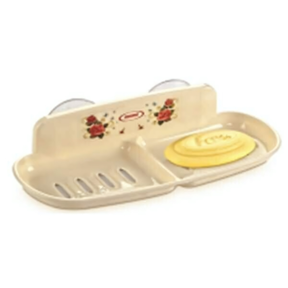 Мыльница двойная с присосками цвет кремовый РП-854