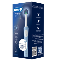 Электрическая зубная щетка ORAL-B Vitality Pro D103.423.3 Голубая тип 3708, 2 насадки CrossAction+Sensitive