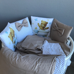 Комплект в кроватку 18 предметов "Мишка в ванной" бежевый, сатин