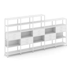 Shelf System Пятисекционный стеллаж пятиярусный с ящиками SN.STM-551 Белый/Металл Белый 3930*400*198