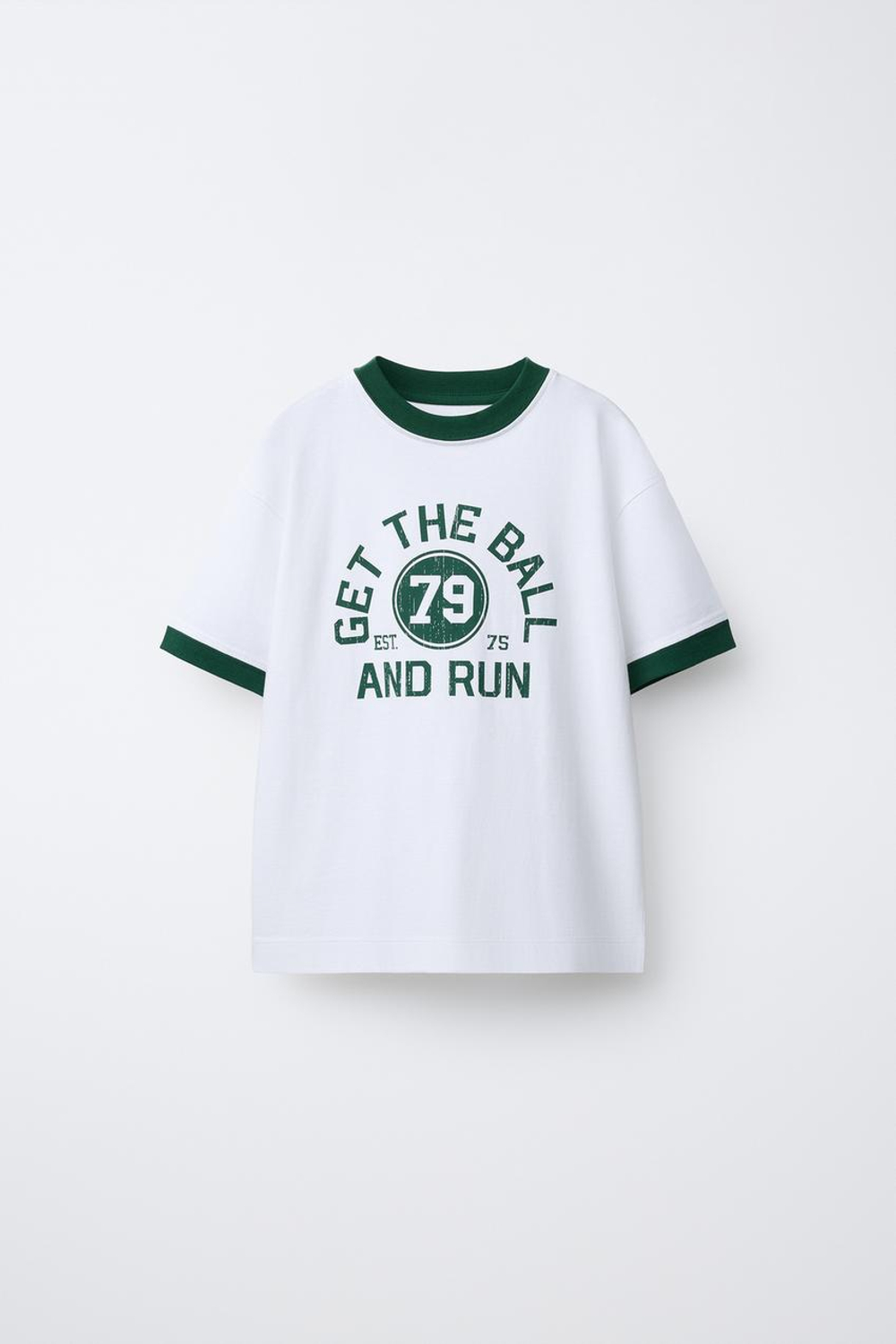 ZARA ФУТБОЛКА В РУБЧИК С КОНТРАСТНЫМИ ВСТАВКАМИ JOGGING, БЕЛЫЙ