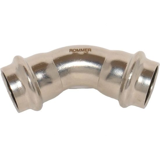 Угольник 45° пресс Rommer 28 мм двухраструбный из нержавеющей стали (RSS-1005-000028)