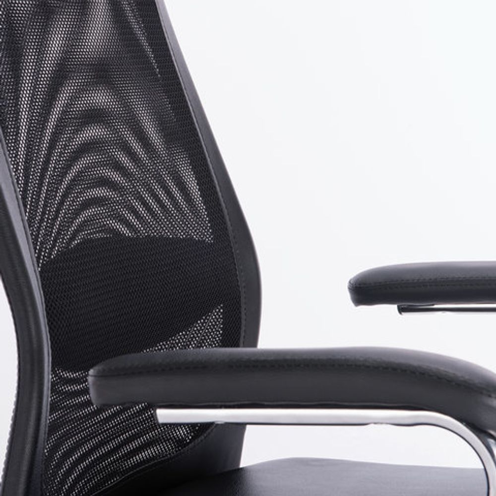 Кресло офисное BRABIX "Flight EX-540", хром, экокожа, сетка, черное, 531850