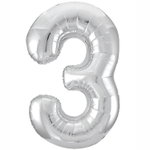 Шар фольгированный Цифра 3 101 см (Серебряный)