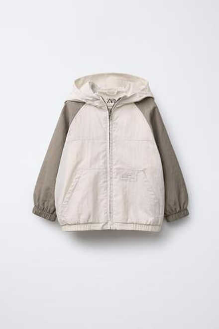 ZARA ЛЕГКИЙ ДОЖДЕВИК С КАПЮШОНОМ, БЕЖЕВЫЙ