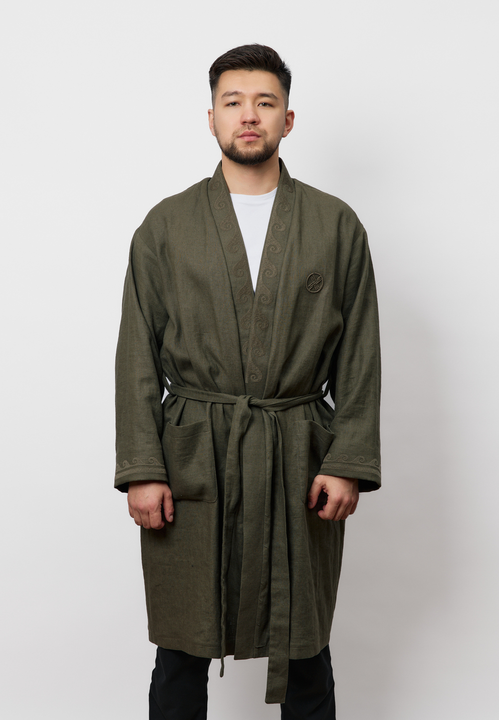 Шапан льняной длинный OYU TOLQYN KHAKI