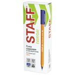 Ручка шариковая масляная STAFF EVERYDAY OBP-291, СИНЯЯ, трехгранная, корпус оранжевый, линия письма 0,35 мм, 142997