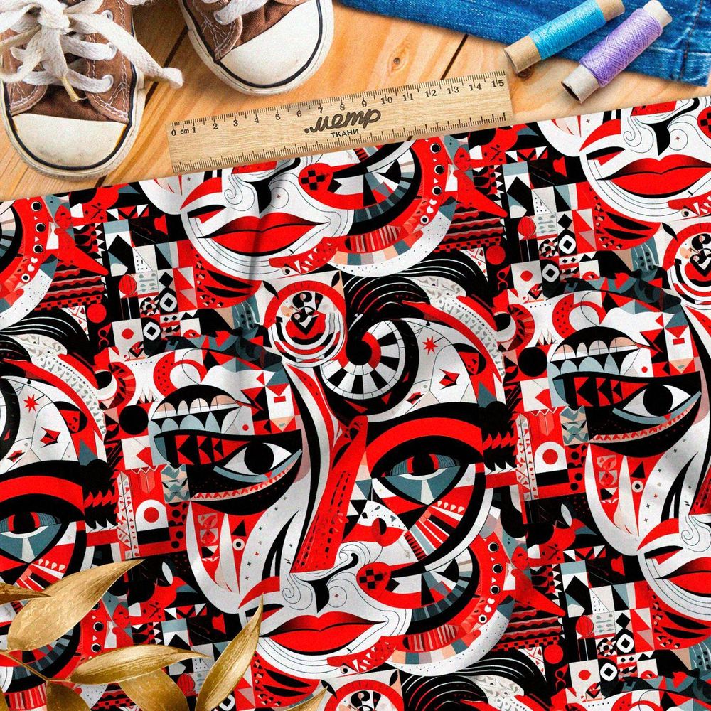 Ткань премиум Оксфорд 600D графический стиль