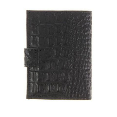 Портмоне на кнопке, 1 отдел, отдел для монет, отдел для автодокументов, чёрный кайман