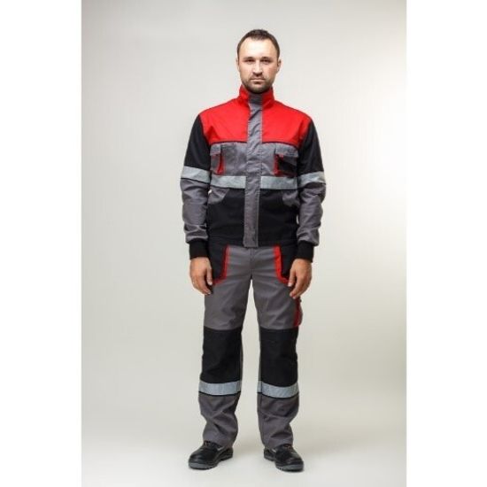 Костюм "Стандарт-Премиум" брюки (серый/черный/красный)