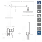 Встраиваемый смеситель для душа с тропическим и ручным душем BLAUTHERM 941502RPK225