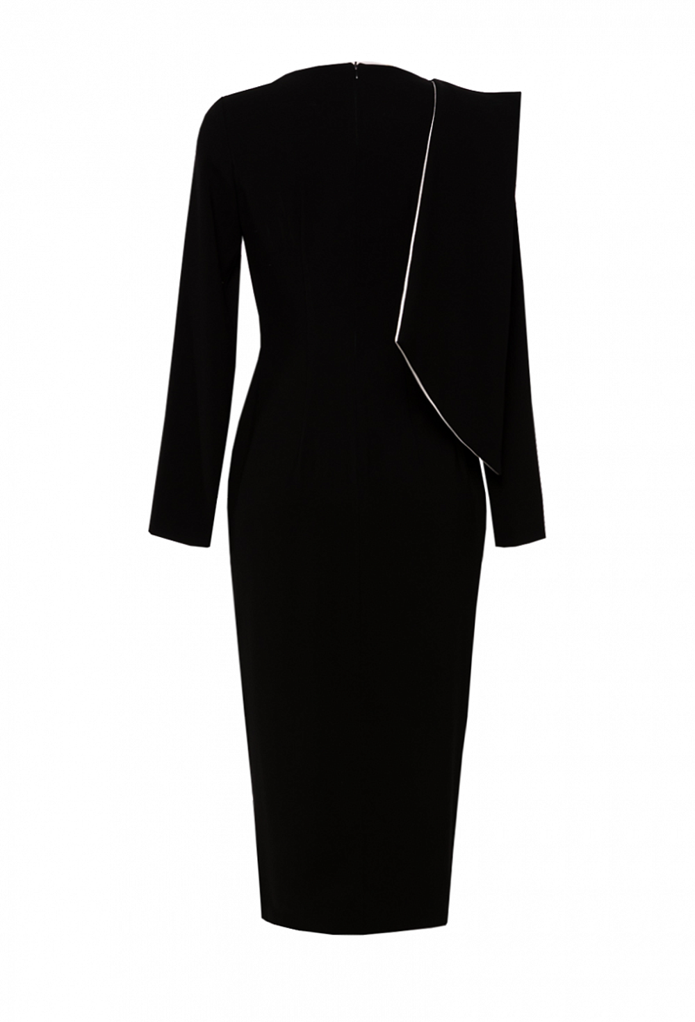 Платье-футляр чёрное с разрезом спереди на юбке 15-02-21SS